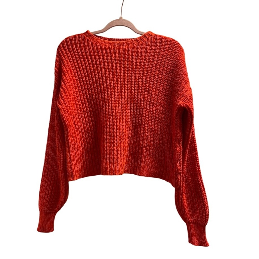 Eileen Fisher Organic Cotton Sweater Sz S Orange Crew Neck Relaxed Boxy